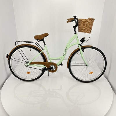 Mestský retro bicykel Goetze Eco 28" 1-prevodový pistácia + košík